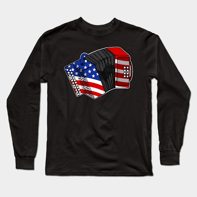 4th July USA Flag Accordion Accordionist Long Sleeve T-Shirt by doodlerob